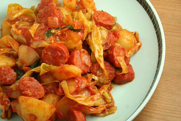 chorizo-with-cabbage-and-potatoes