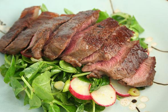 teriyaki-steak-with-pea-shoot-salad